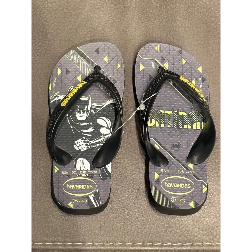 Havaianas Flip Flops Batman DC‎ Comics Boys Size 10C Black Sandall